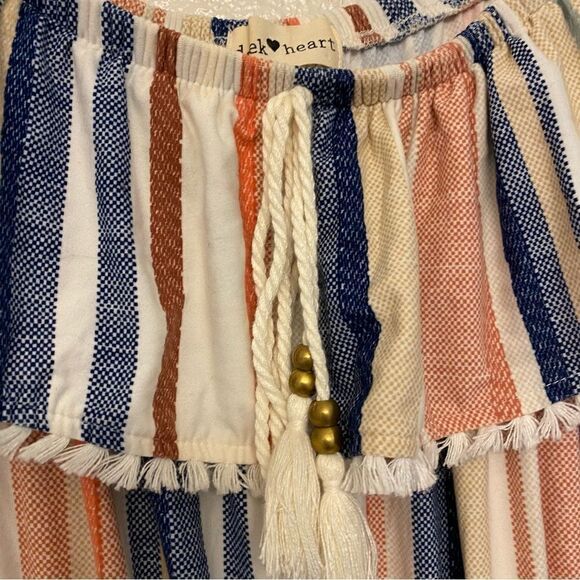 Derek Heart Maxi Striped Slit Side Stripe stretchy off the shoulder ruffle dress - Picture 4 of 13